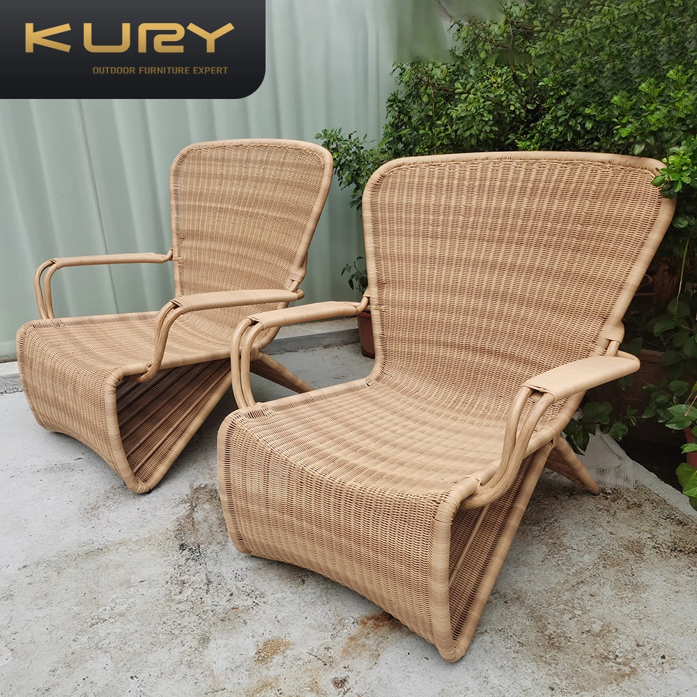 Nordic Outdoor Aluminum Alloy Frame Table and Chair Set Garden Leisure PE Rattan Weaving Chair