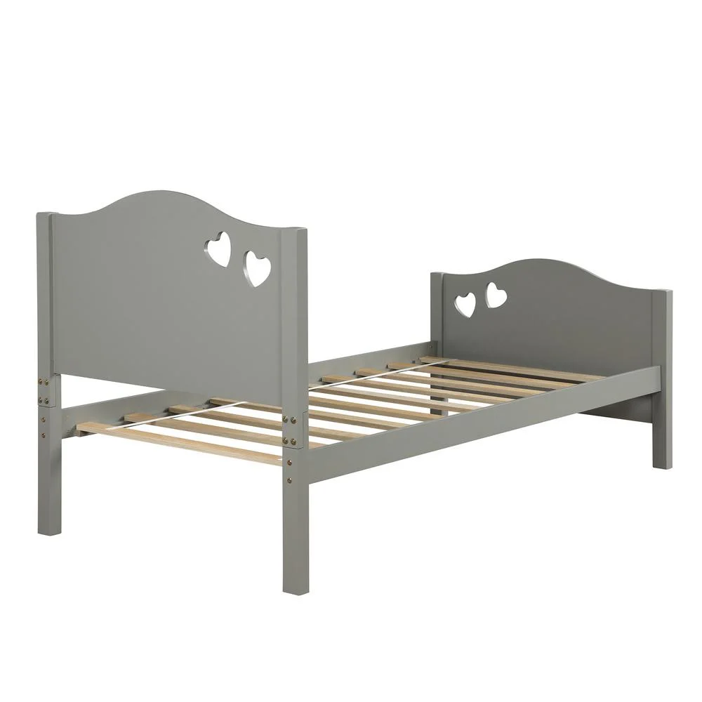 No. 13051 Gray with Trundle Loving Twin Size Kid Platform Bed