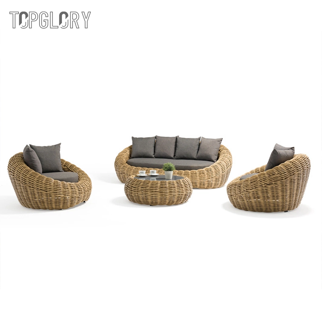 Home Patio Furniture Modern Outdoor Leisure Garden Aluminum Rattan Sectional Sofa Set with Coffee Table