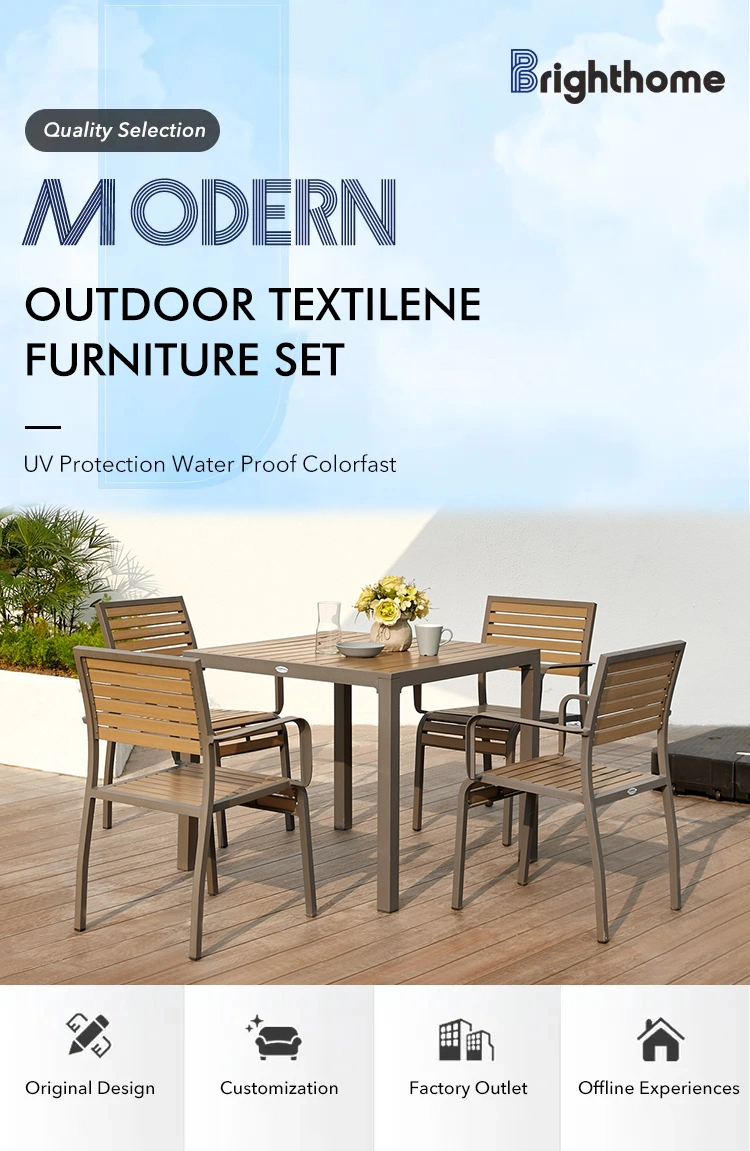 Patio Furniture Luxury Garden Dining Sets Commercial Hotel Square Outdoor Dining Table Set for Outdoor