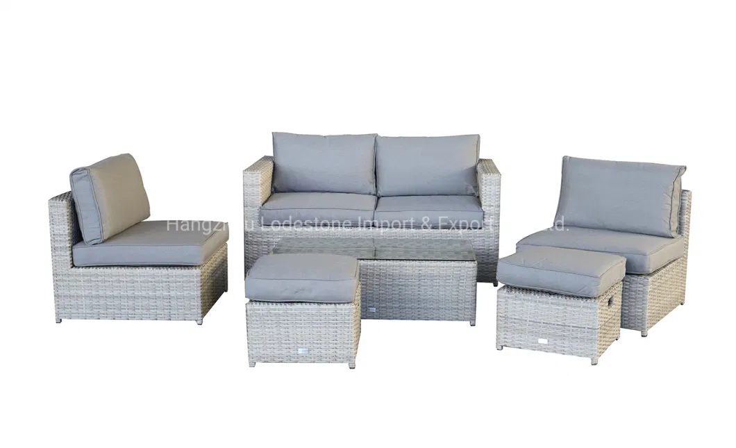 Different Layout Garden Aluminium PE Rattan Furniture Outdoor Leisure Sectional Sofa Set