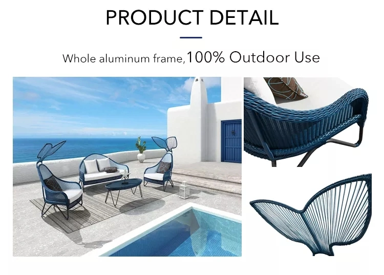 New Design Modern Aluminium Frame Wicker Outdoor PE Rattan Sofa Set with Cushion Garden Leisure Sofa Set