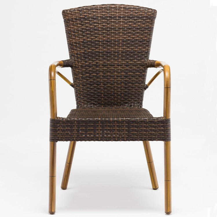 Popular High Quality Plastic Rattan Wicker Stackable Restaurant Chairs Indoor and Outdoor Garden Metal Dinner French Bistro Dining Room Chair