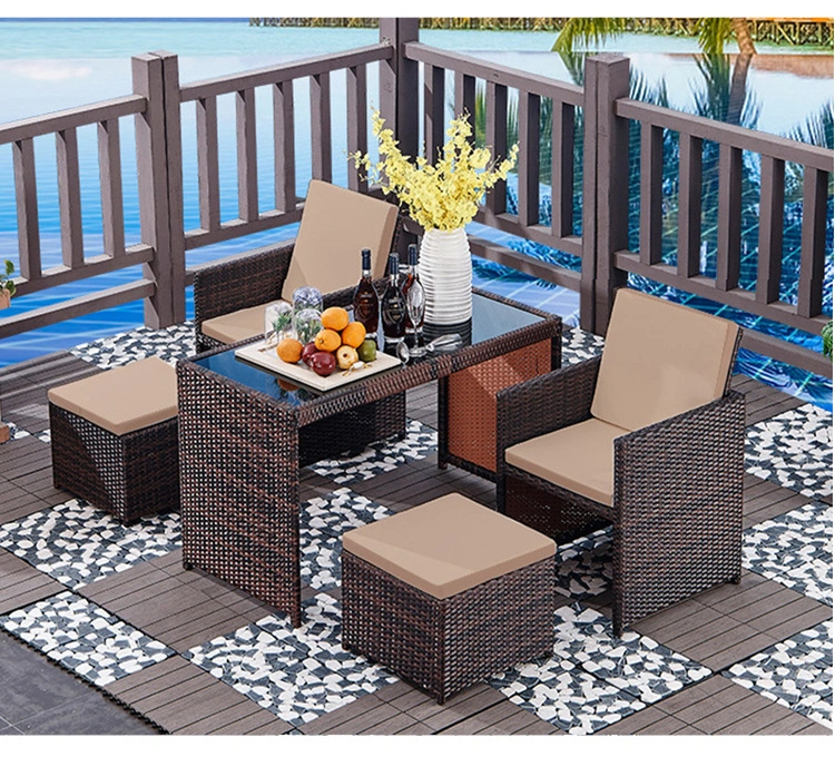 9PCS Waterproof Patio Furniture Rattan Wicker Dining Table Conversation Outdoor Garden Sofa Set