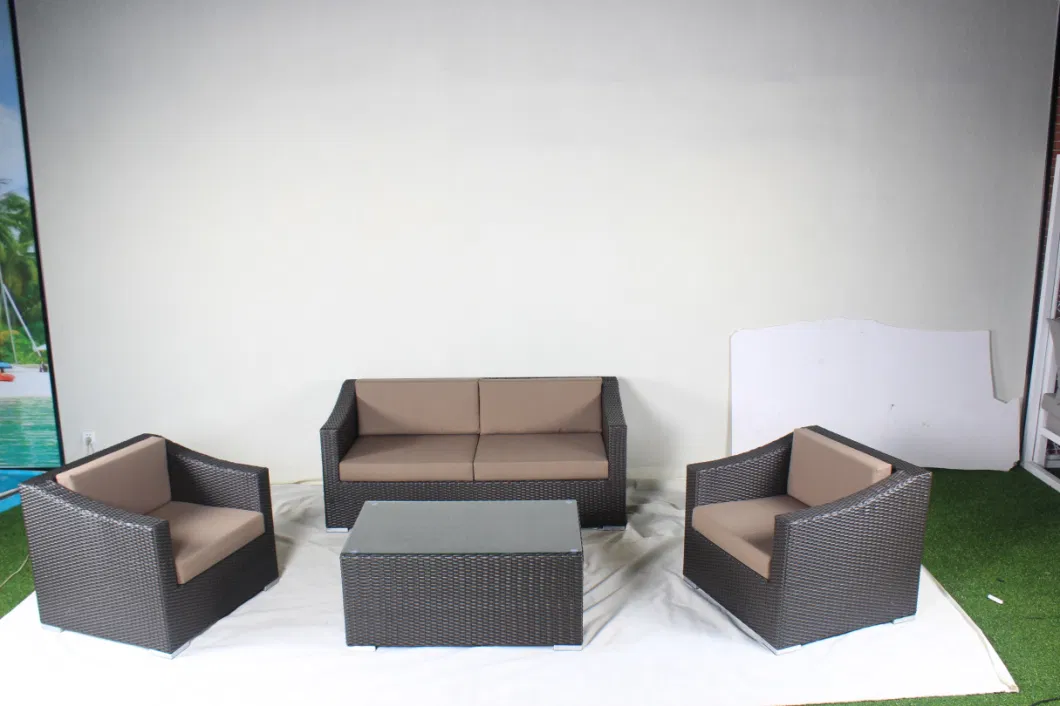 China All Weather Garden Set Hotel Patio 4 Pieces Synthetic Rattan Sofa Outdoor Furniture
