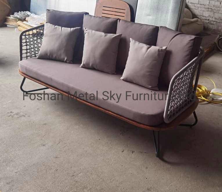 Outdoor Aluminum Wooden Garden Hotel Villa Patio Combination Rattan Sofa