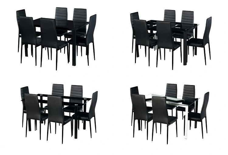 Good Price Living Room Furniture Modern Style Durable Modern 4 Chairs Glass Square Dining Table Set