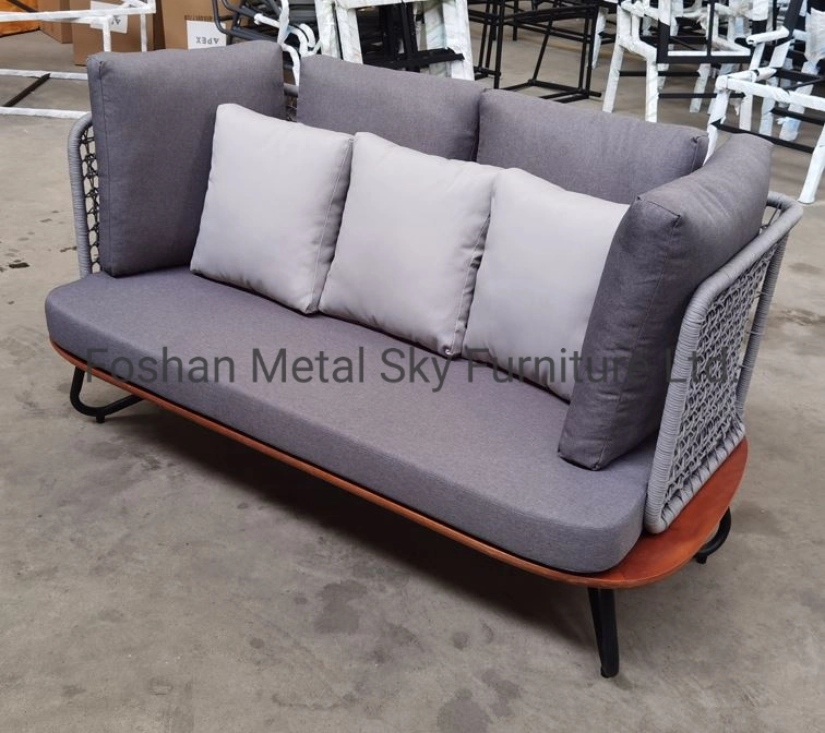 Outdoor Aluminum Wooden Garden Hotel Villa Patio Combination Rattan Sofa