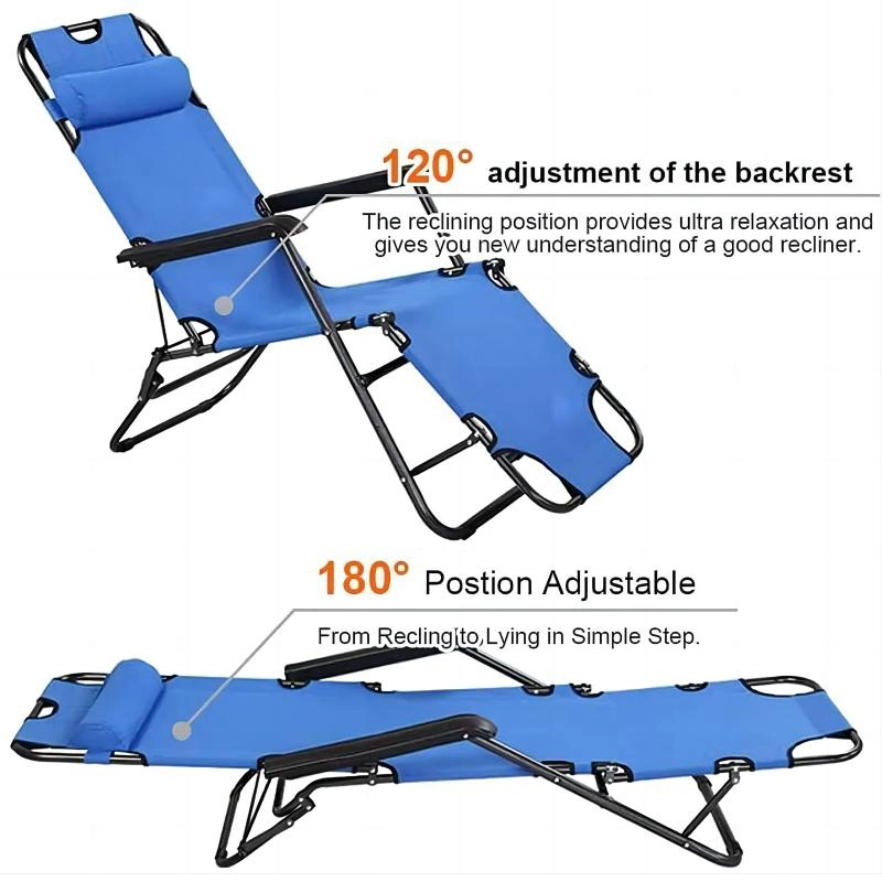 178cm Foldable Lightweight Patio Fishing Seat Recliner Lying Lounger Bed Deck Chair