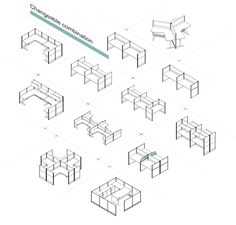 Modular Customized Size Aluminum Profiles Call Center Workstation Screen Fabric Office Desk Partition Cabinet Office Furniture