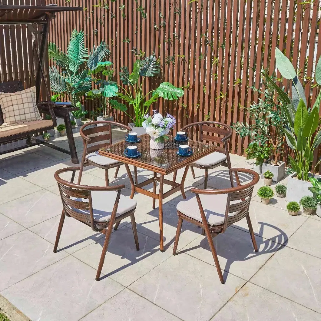 Outdoor Rattan Woven Table and Chair Combination Waterproof Aluminum Alloy Patio Balcony Casual Coffee Shop Milk Tea Shop