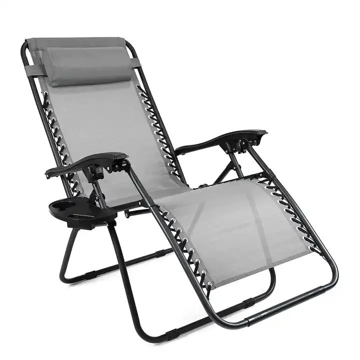 Outdoor Beach Chair with Folding Sun Visor, Folding Deck Chair