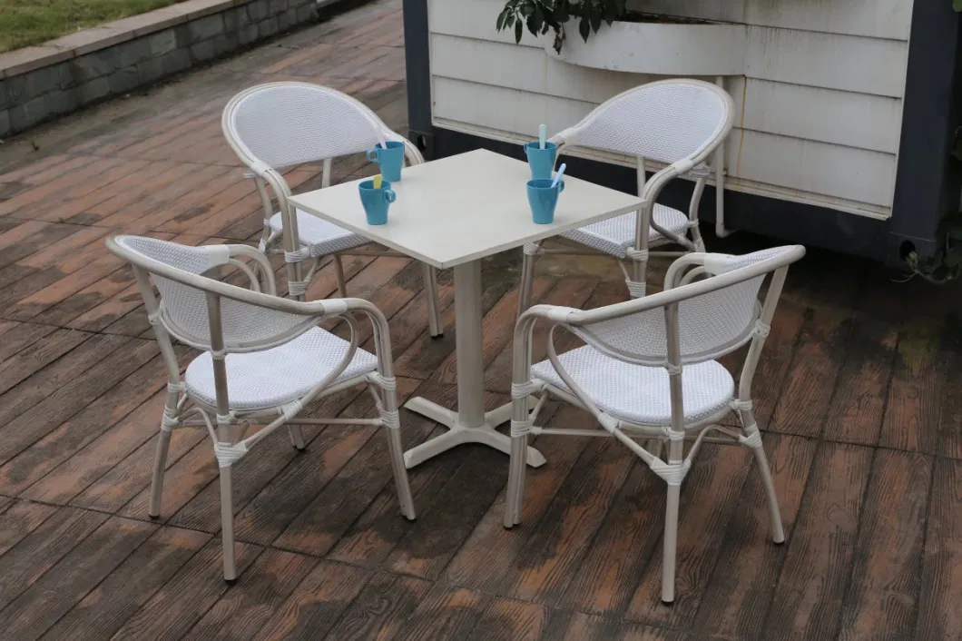 Contemporary and Contracted Leisure Outdoor Furniture White Milk Tea Shop Cafe Outdoor Garden Chairs and Tables Set Combination