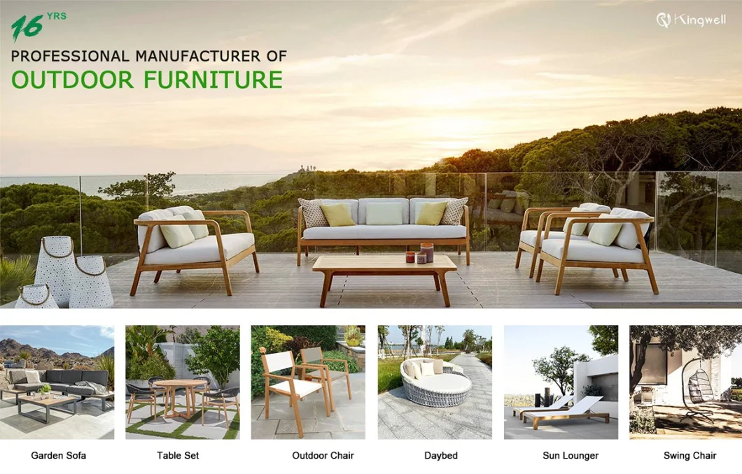 4 PCS Patio Furniture Cheers Aluminum and Rattan Lounge Set Conversation Outdoor Rattan Sofa