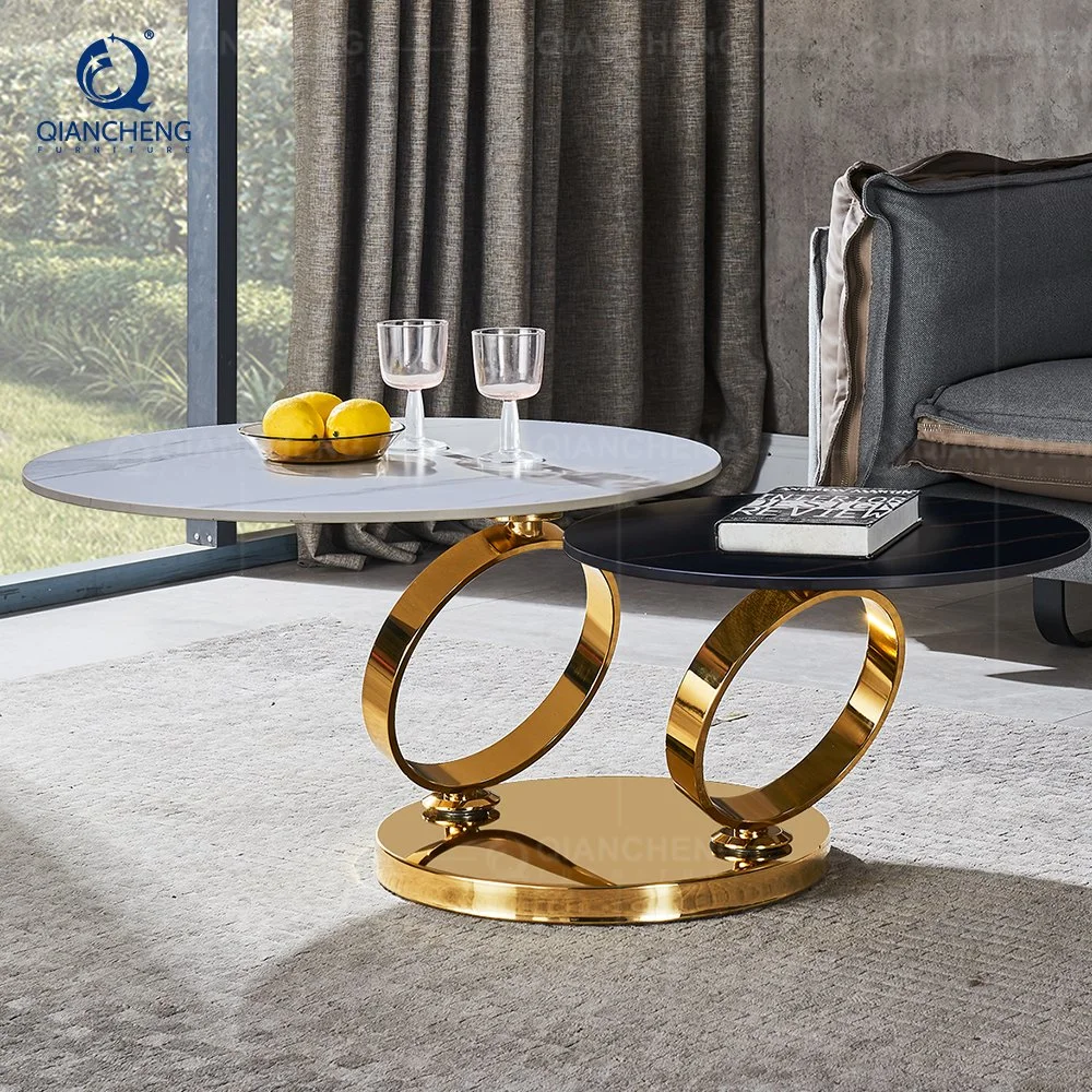 Fashionable New Hotel Furniture Sofa Table Round Black Adjustable Metal Coffee Table