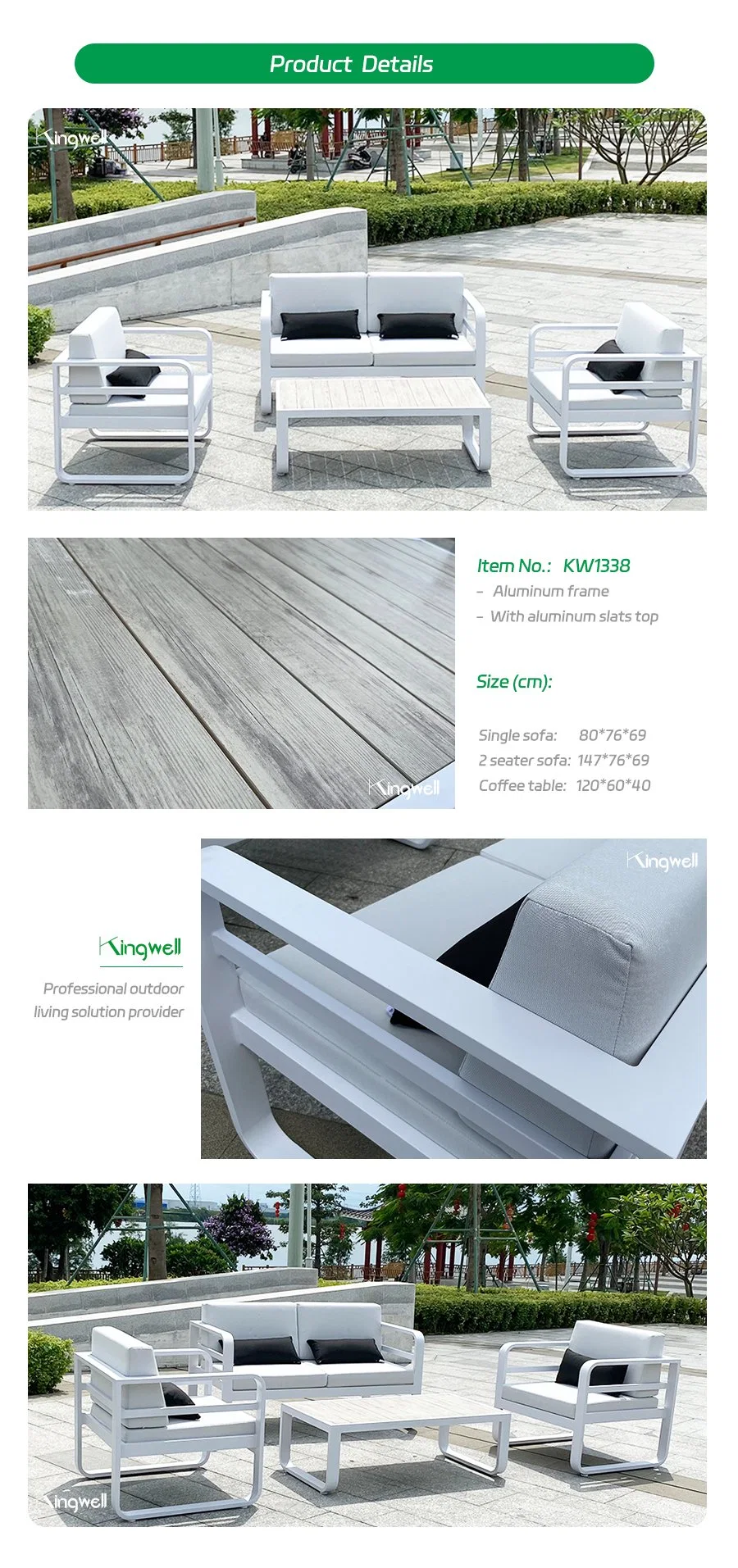 Wholesale Price Outdoor Furniture Aluminium Lounge Sectional Sofa Set