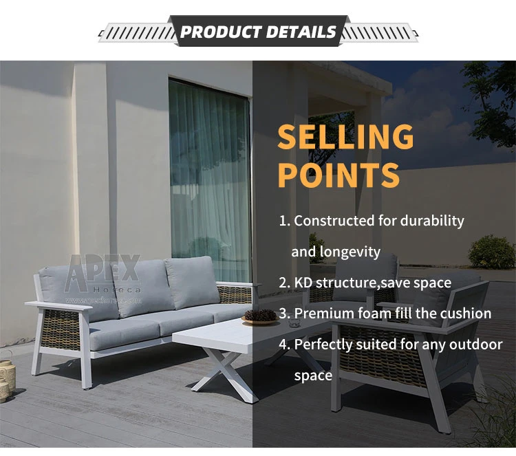 Hot Selling Factory Patio Aluminum Furniture Set Leisure Wholesale Hotel Garden Outdoor Sofa Patio Outdoor Furniture