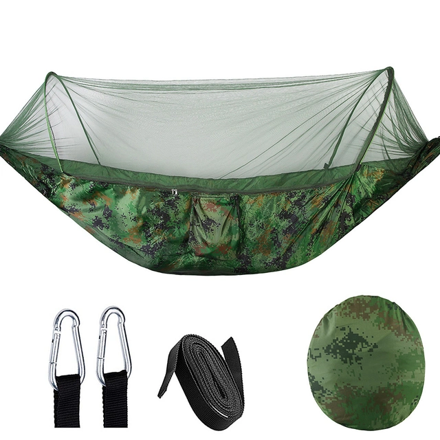 Garden Patio 2 Person Outdoor Portable Lightweight 210t Nylon Double Hammock Swing Chair Bed Parachute Mosquito Net Hanging Camping Hammock