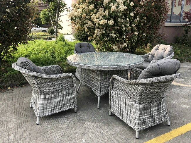 European Style Outdoor Furniture Garden Dining Set Hotel Aluminum Table Round Square Rattan Furniture for Restaurant