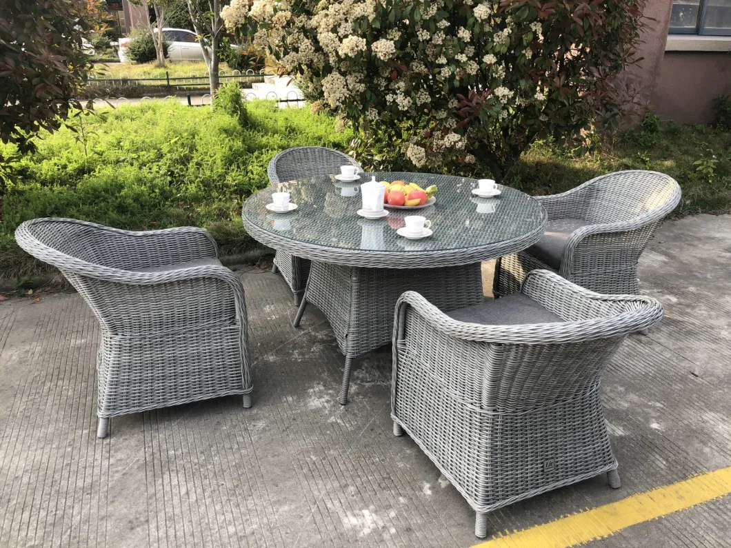 European Style Outdoor Furniture Garden Dining Set Hotel Aluminum Table Round Square Rattan Furniture for Restaurant