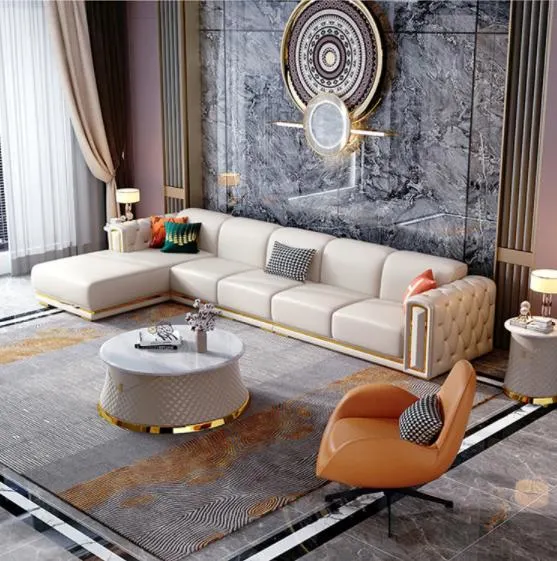 Modern Hotel Sofa Set Living Room Furniture Office Home Leisure Leather Sofa