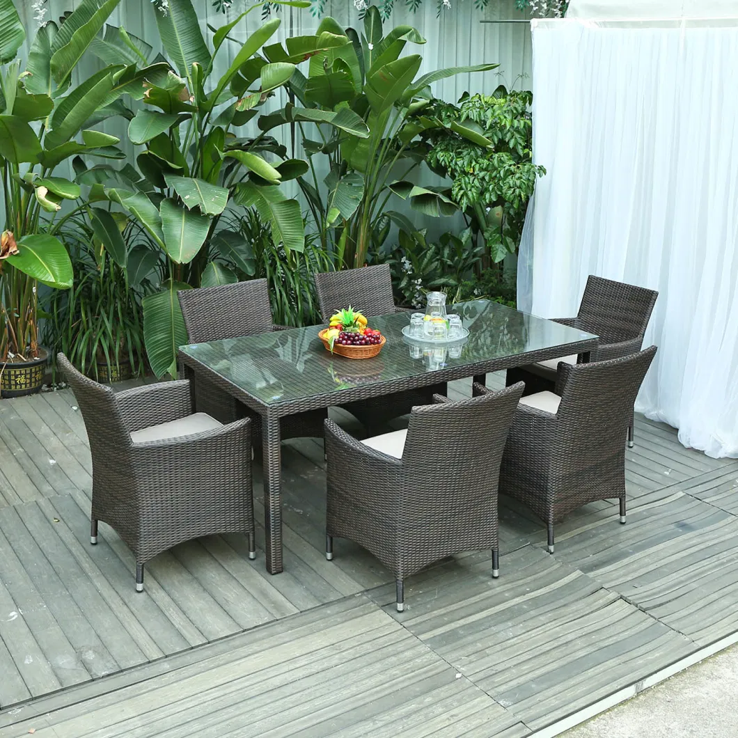 American Style Starbucks Outdoor Iron PE Rattan Coffee Table with 4 Chairs