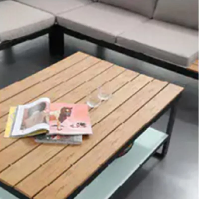 Plastic Wood Table Top Aluminum Frame Como Corner Sofa Set Home Furniture Set