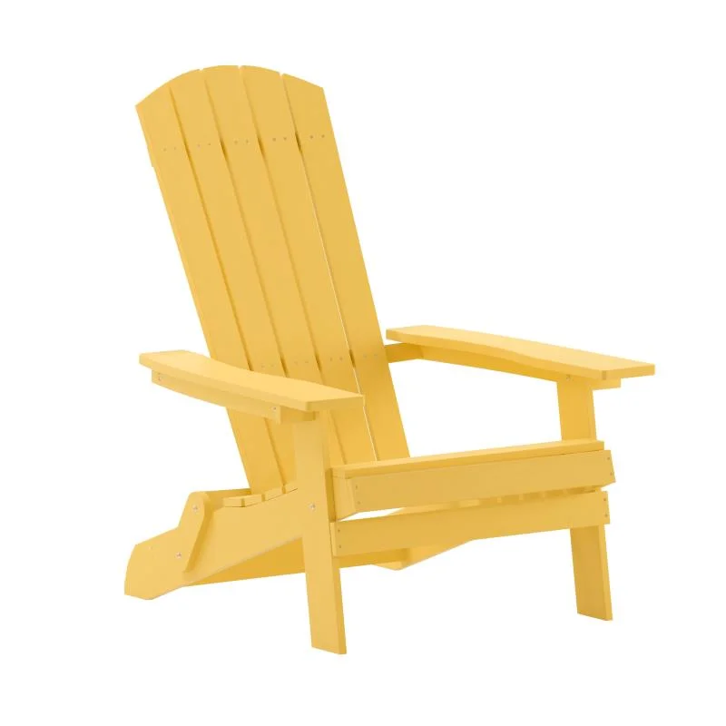 Folding Adirondack Chair, HDPE Outdoor Weather Resistant Plastic Patio Chair for Deck, Garden, Backyard, Fire Pit and Lawn Chairs