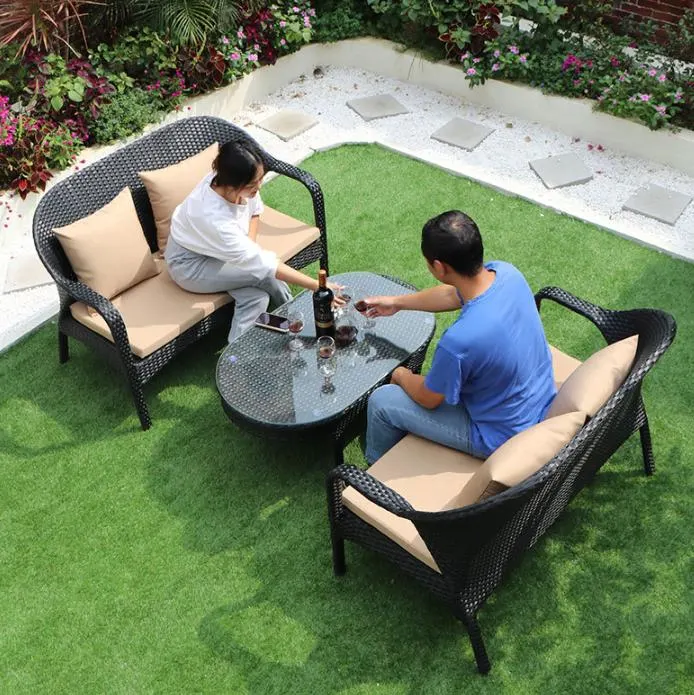 Garden Furniture Set with 4 Pieces Outdoor Rattan Chair Wicker Sofa