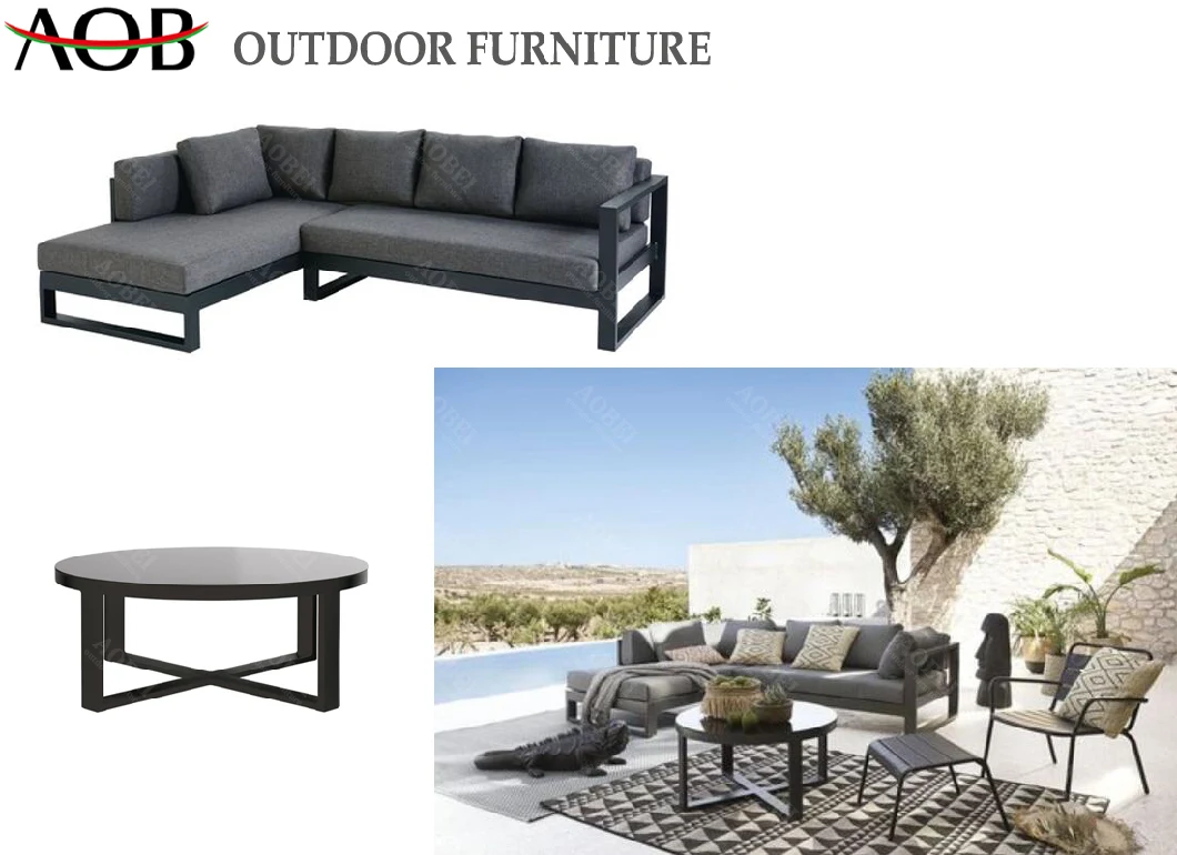 Commercial Grade Outdoor Garden Aluminum Lounge Sectional Sofa Set
