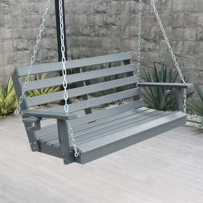 Outdoor Patio Porch Swing with Chain HDPE Bench Hammock Hanging Swing Chair HDPE