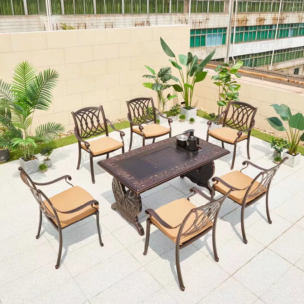 Outdoor Villa Courtyard Garden Simple Open-Air Balcony Leisure Commercial Cast Aluminum Desk and Chair Combination Furniture