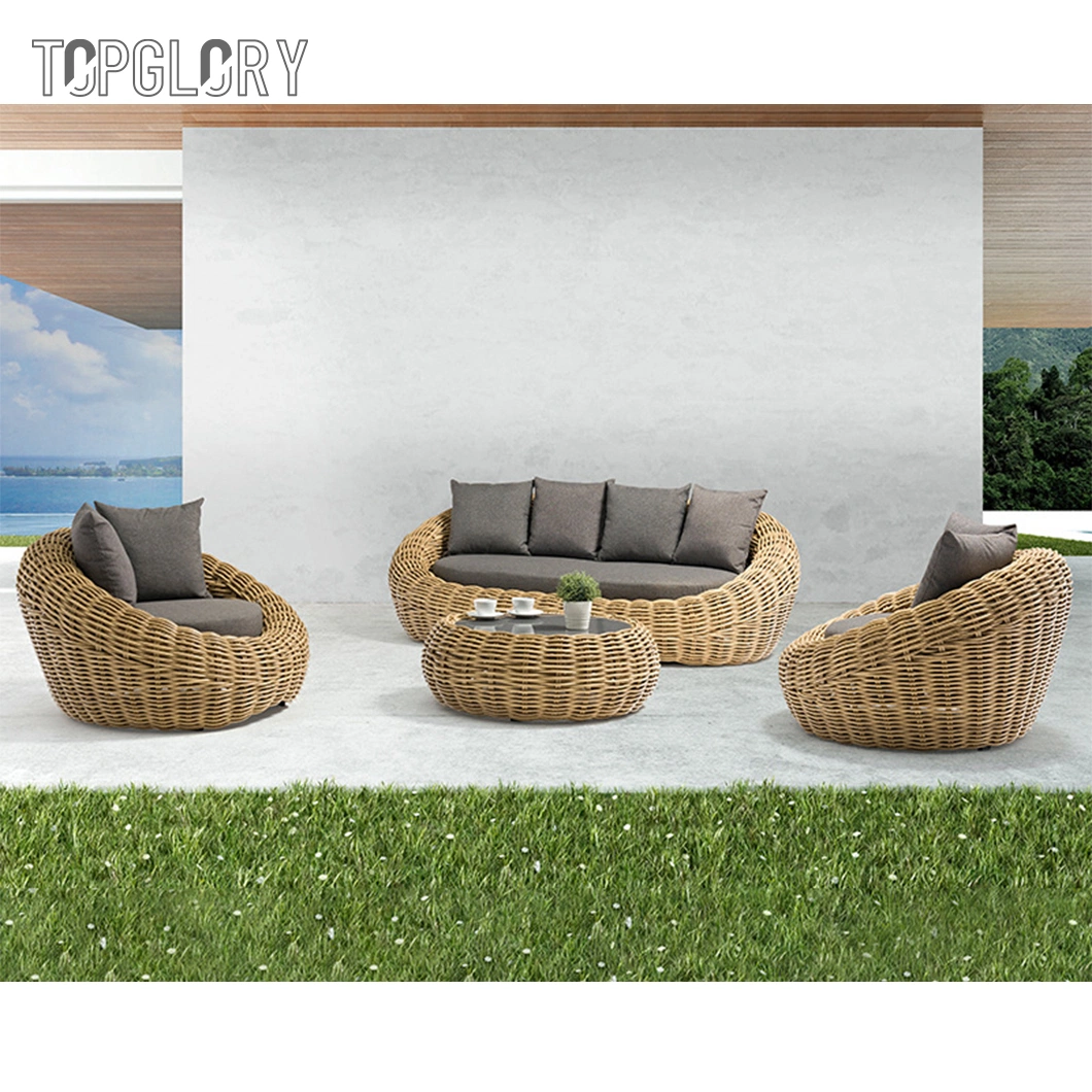 Home Patio Furniture Modern Outdoor Leisure Garden Aluminum Rattan Sectional Sofa Set with Coffee Table