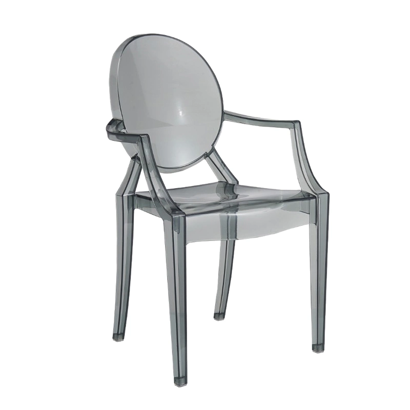 Classic Minimalist Transparent Armrest Devil Plastic Dining Chair