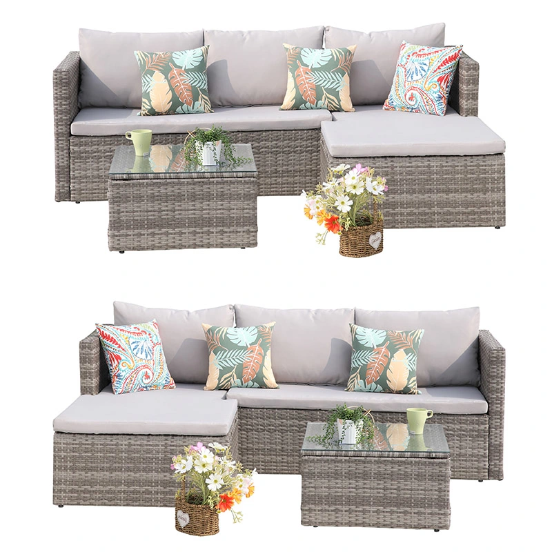 Factory Price L Shape PE Wicker Rattan Outdoor Furniture Garden Sofa Sets