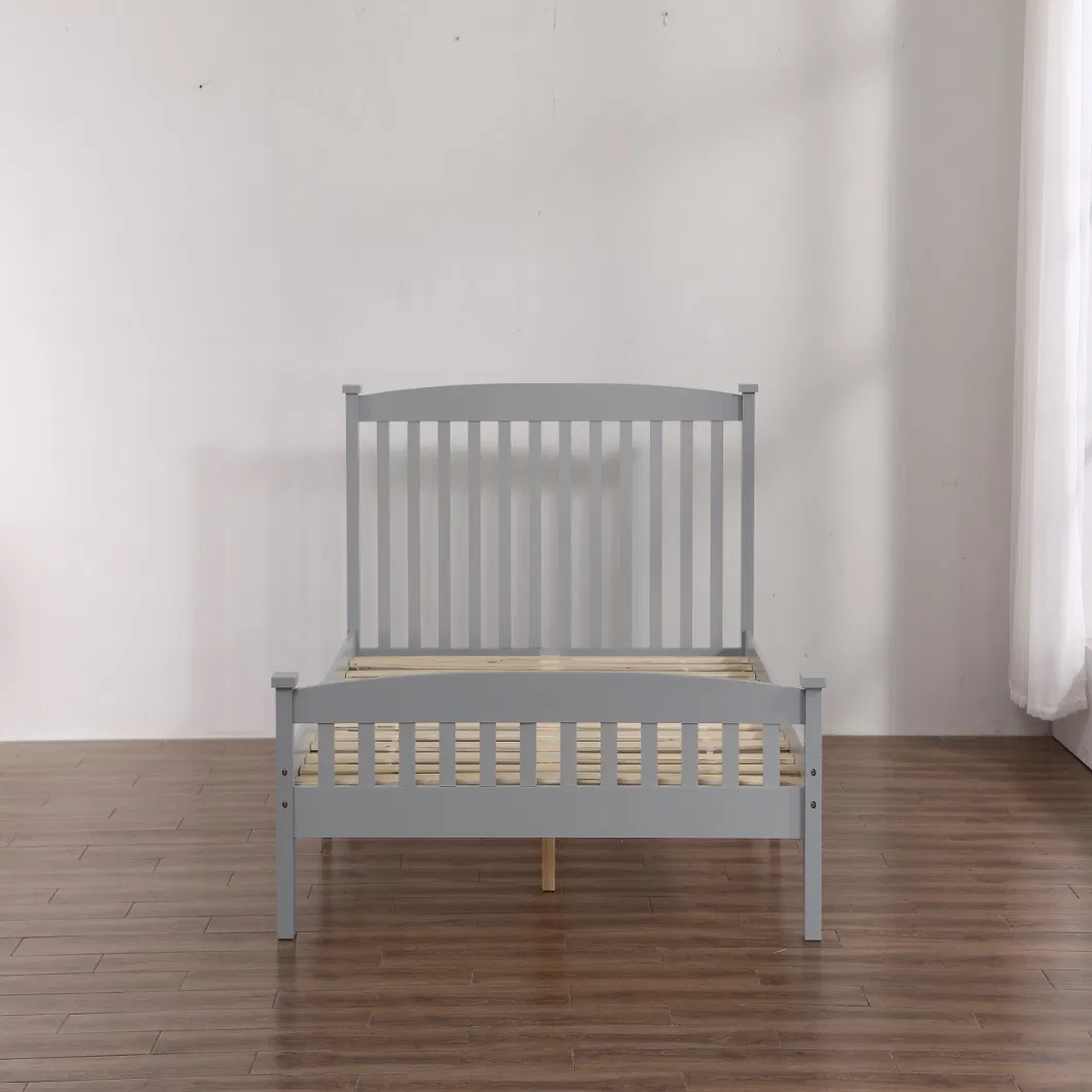 China Wholesale Pine Painted Solid Wood Bed Queen/King for Children Gray 1530*2030mm