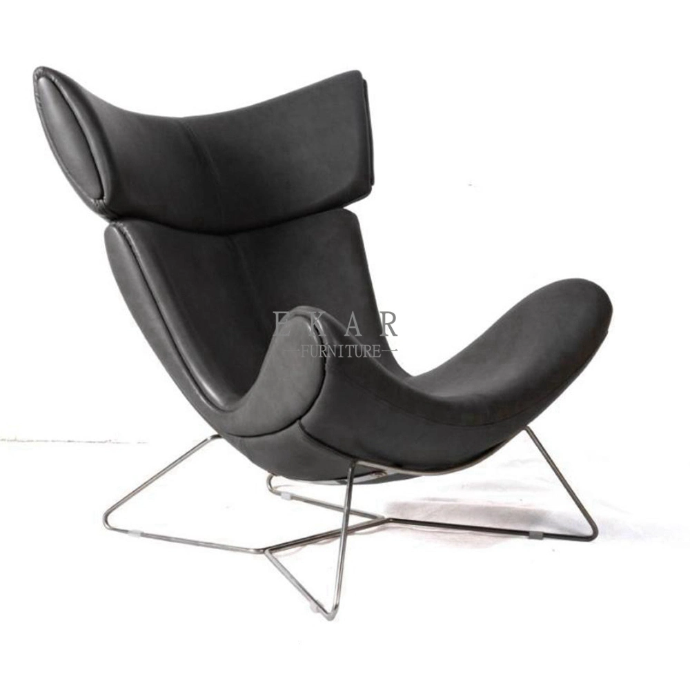 Wholesale Discount Home Furniture Modern Imola Metal Leg High Back Leather Leisure Single Sofa Lounge Chair