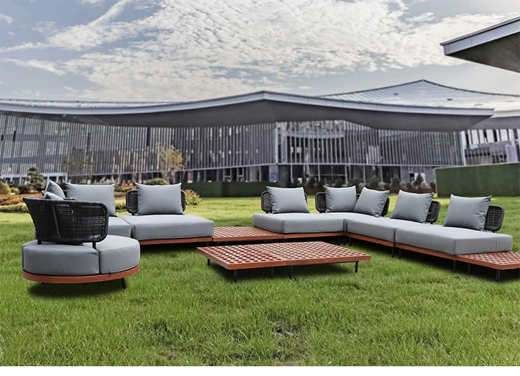 Hot Sale Bar Cafe Darwin China Teak Wood Modular Set Outdoor Sofa