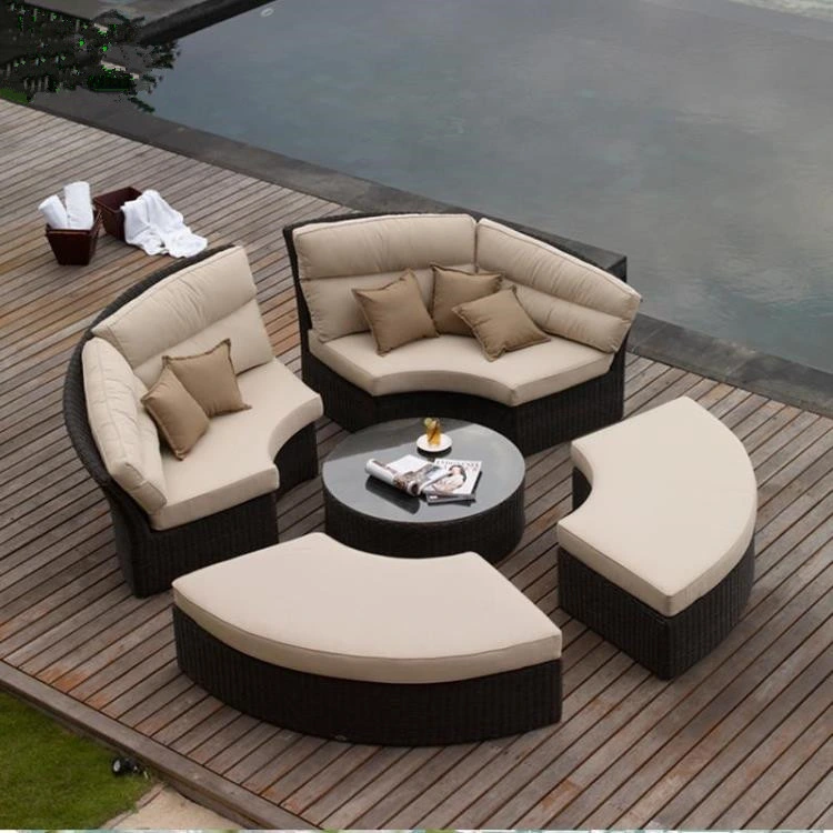 Outdoor Sectional Furniture Patio Conversation Furniture Set All-Weather Coffee PE Rattan Wicker Patio Sofa
