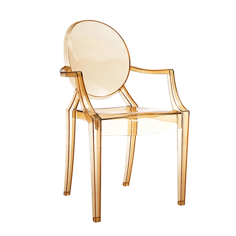 Classic Minimalist Transparent Armrest Devil Plastic Dining Chair