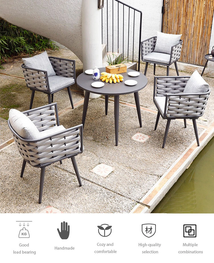 All Weather Outdoor Patio Hotel Garden Rope Weaving Weather-Proof Outdoor Dining Furniture
