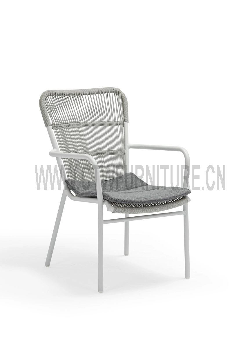 Wholesale Restaurant Garden Aluminum Rope Weaving Furniture Dining Chair Table Set