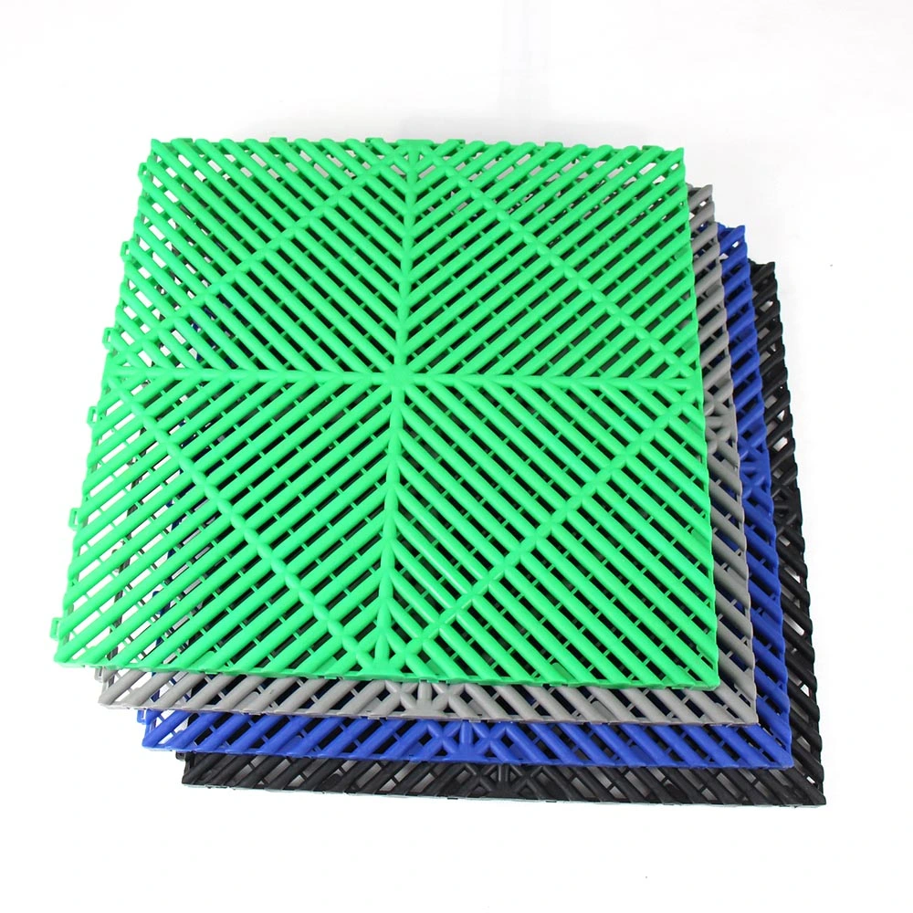 Interlocking Ribbed Garage Flooring Tiles Together Drainage Mats Pet Area Washer Pad for Outdoor Indoor