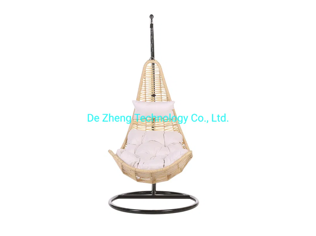 Outdoor Patio Rattan Wicker Hanging Egg Swing Chair with Metal Stand