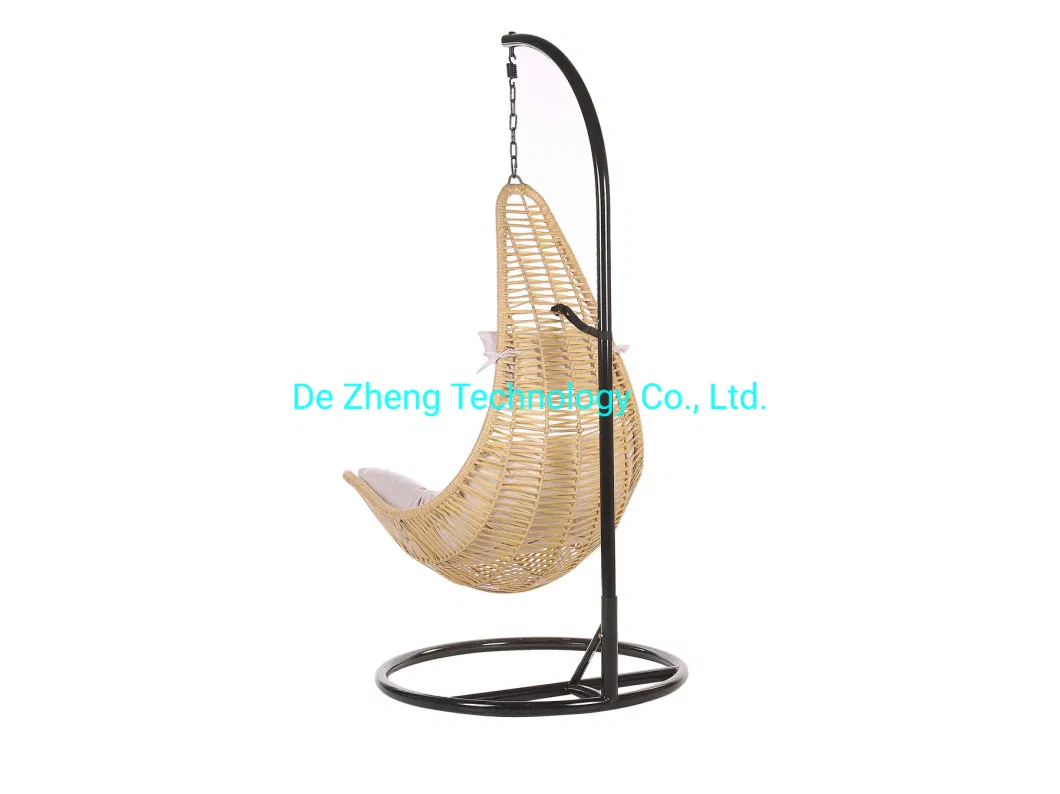 Outdoor Patio Rattan Wicker Hanging Egg Swing Chair with Metal Stand