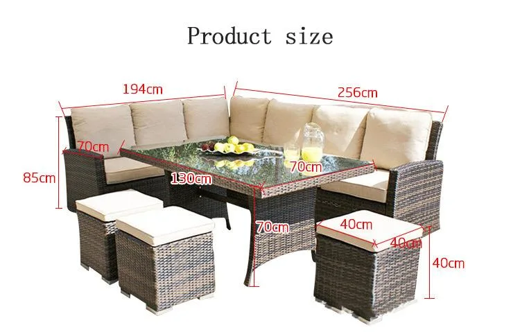 Outdoor Furniture Patio Rattan, PE Wicker Chairs Sectional Sofa Couch Conversation Sets