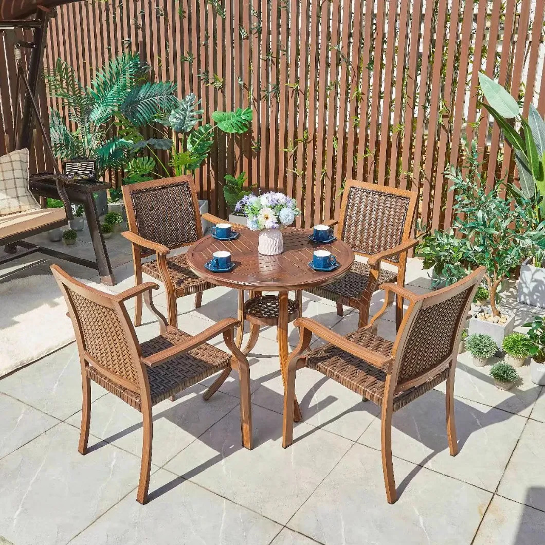 Outdoor Rattan Woven Table and Chair Combination Waterproof Aluminum Alloy Patio Balcony Casual Coffee Shop Milk Tea Shop