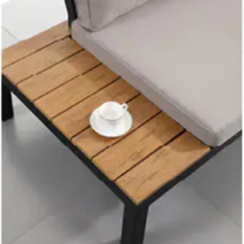 Plastic Wood Table Top Aluminum Frame Como Corner Sofa Set Home Furniture Set