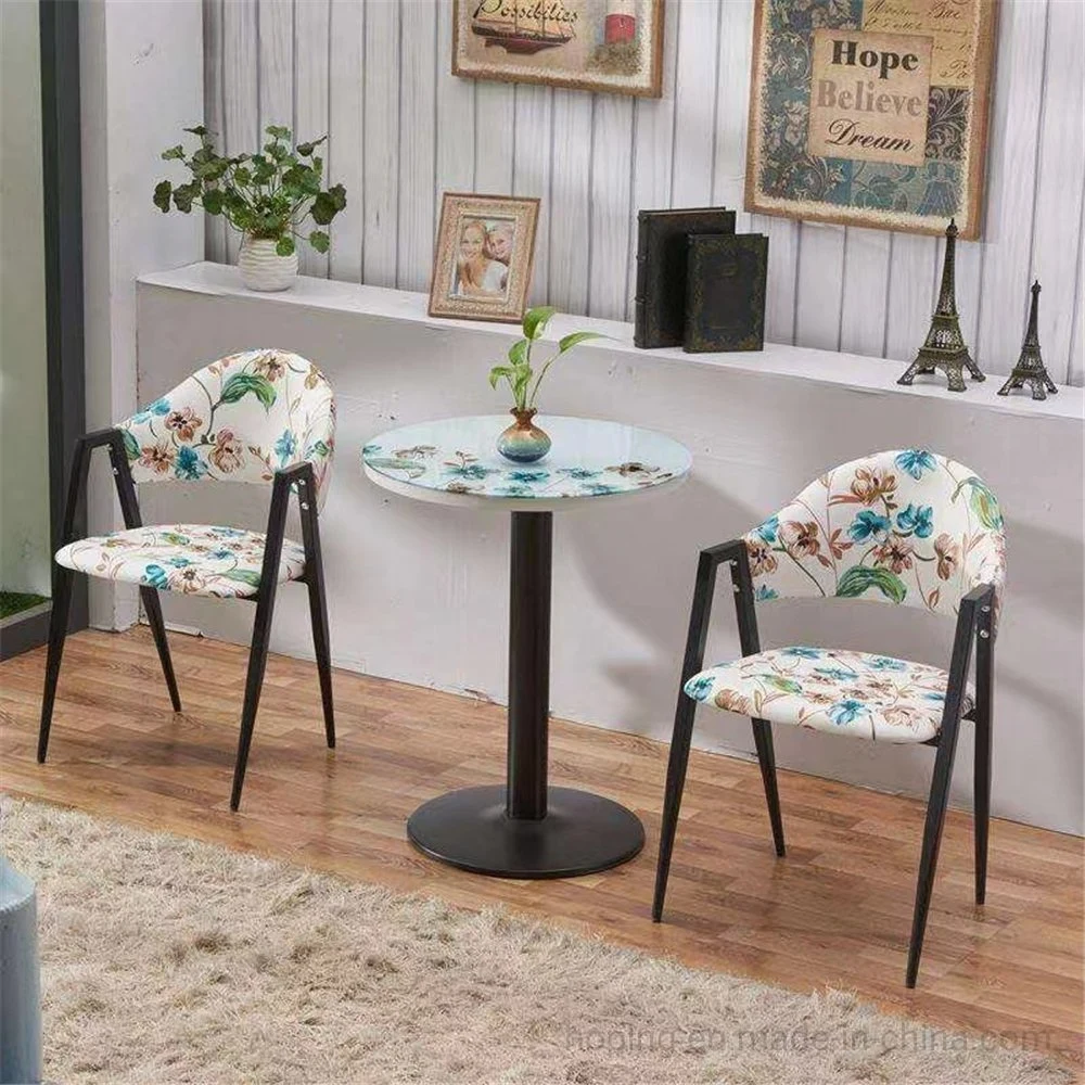 Two Layer Glass Top Dining Table Coffee House Square Round Shape Table Set with 1+ 4 Chairs