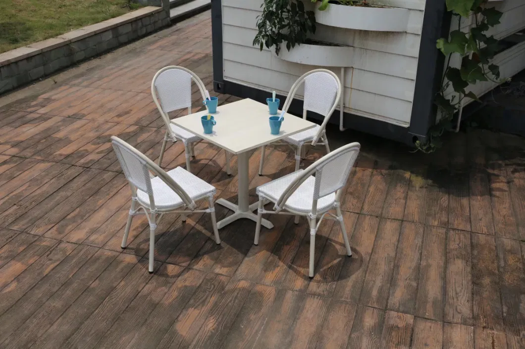 Contemporary and Contracted Leisure Outdoor Furniture White Milk Tea Shop Cafe Outdoor Garden Chairs and Tables Set Combination